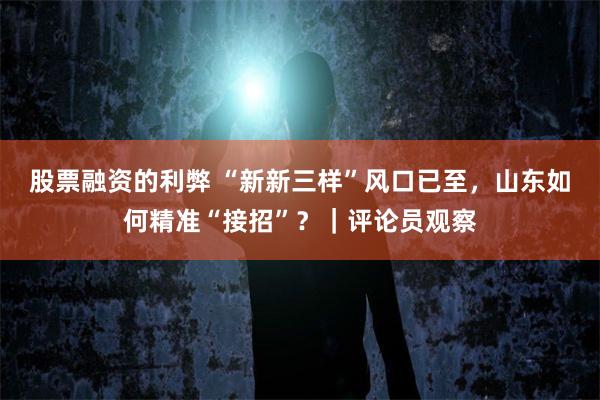 股票融资的利弊 “新新三样”风口已至，山东如何精准“接招”？｜评论员观察