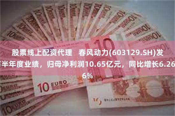股票线上配资代理   春风动力(603129.SH)发布半年度业绩，归母净利润10.65亿元，同比增长6.26%